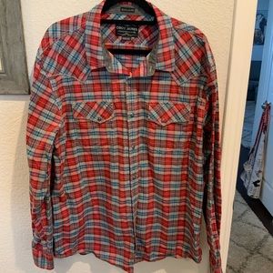 Cody James Western Pearl Snap Shirt Plaid Long Sleeve
